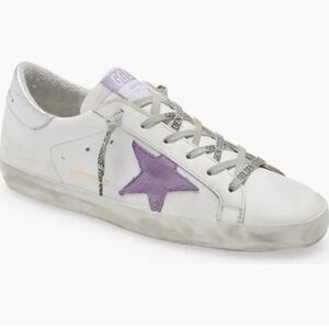 Golden Goose White and Purple Sneakers